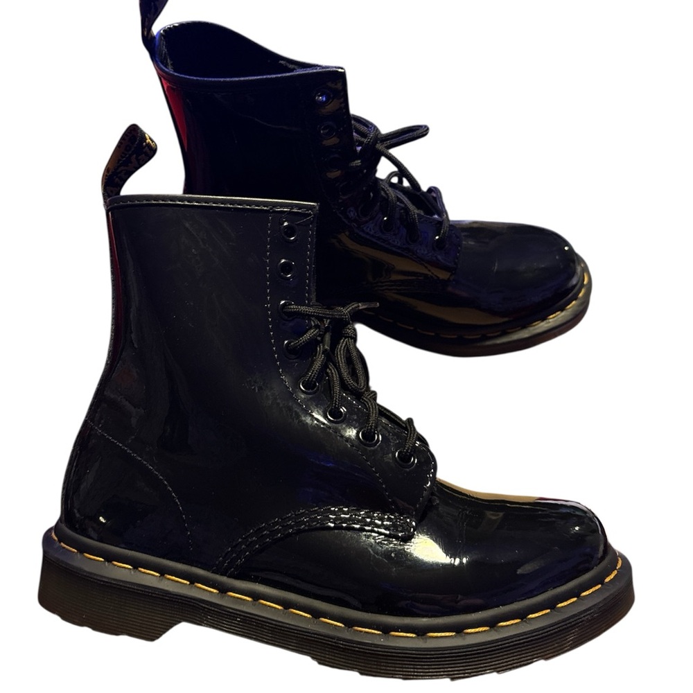 Dr. Martens Black Patent Combat Boots